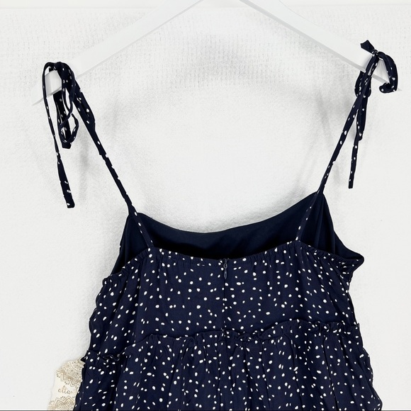 Altar'd State Navy Blue White Polka Dot Diedra Tiered Tie-Shoulder Mini Dress M - Picture 6 of 11
